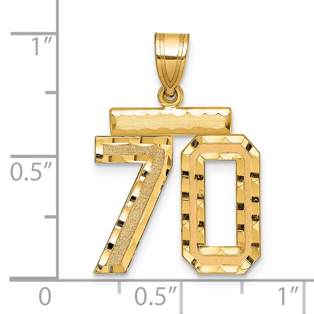 10k Medium Diamond-cut Number 70 Charm
