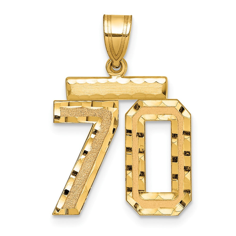 10k Medium Diamond-cut Number 70 Charm