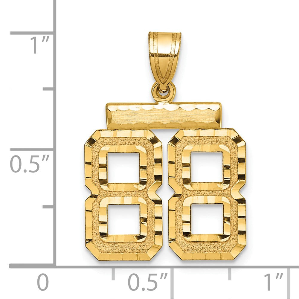 10k Medium Diamond-cut Number 88 Charm