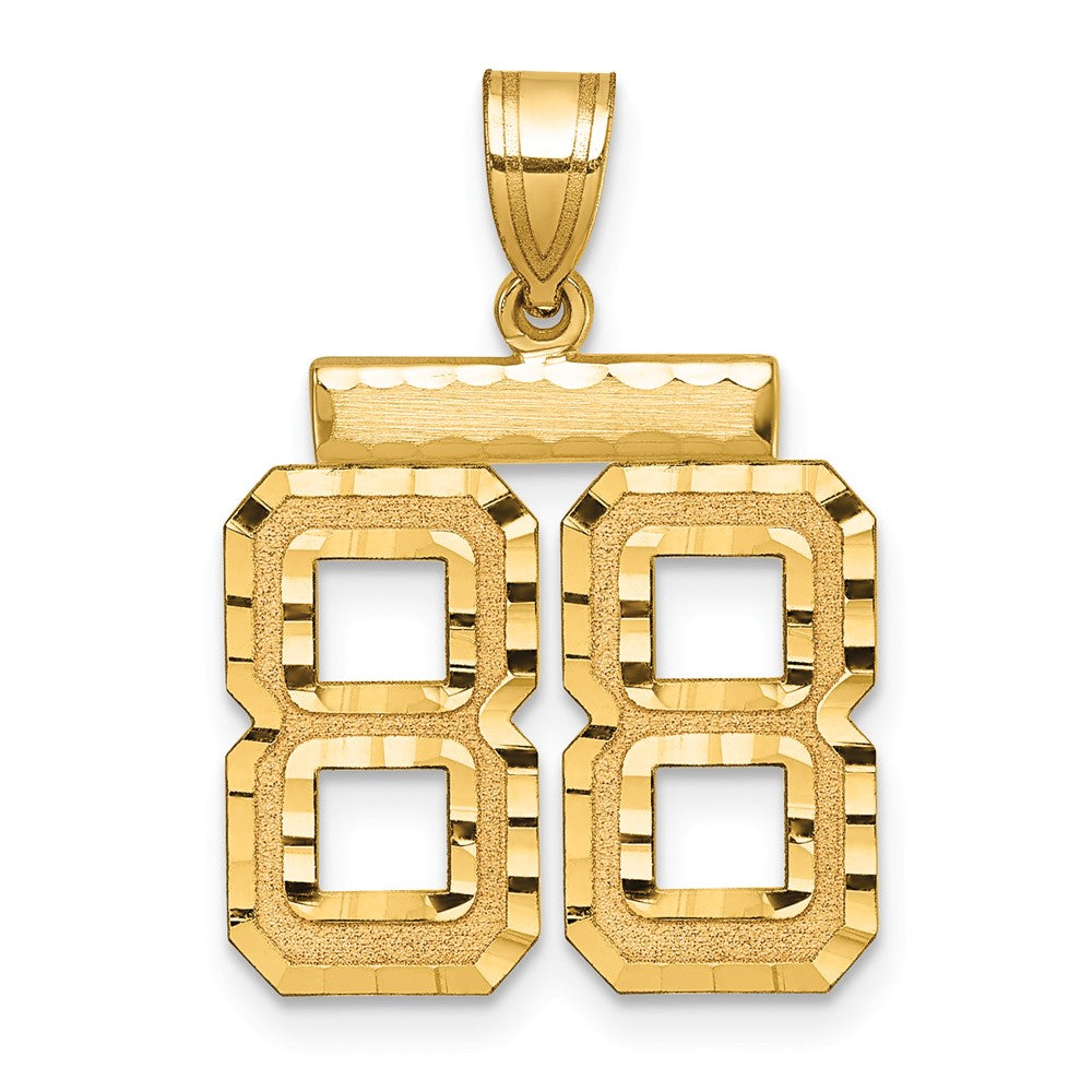 10k Medium Diamond-cut Number 88 Charm