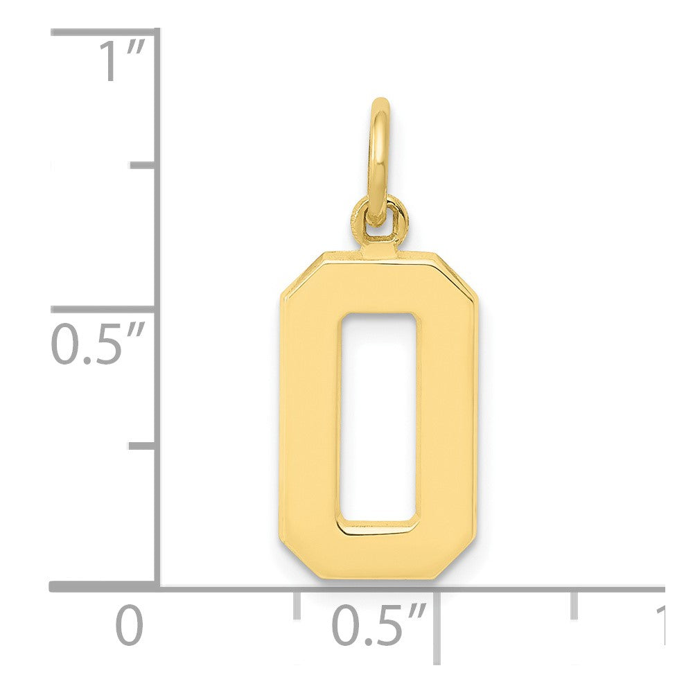 10k Medium Polished Number 0 Charm