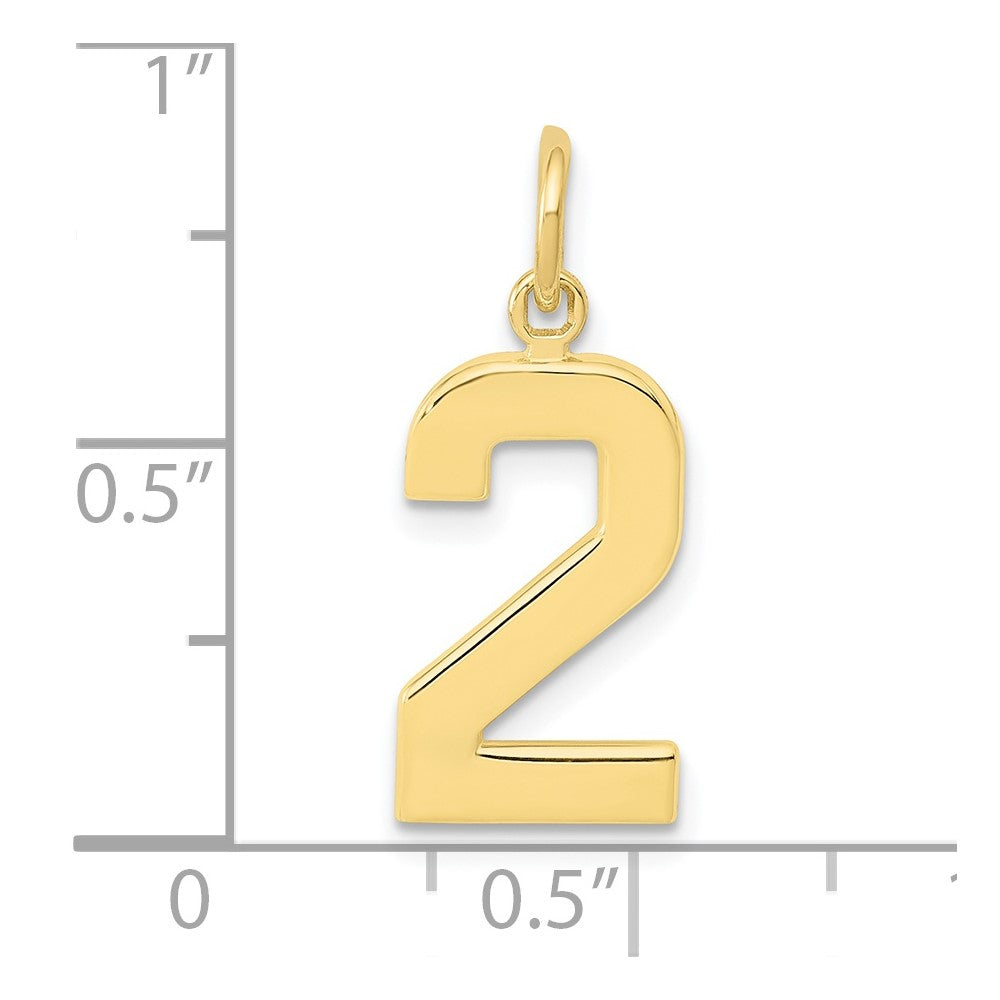 10k Medium Polished Number 2 Charm