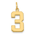 10k Medium Polished Number 3 Charm