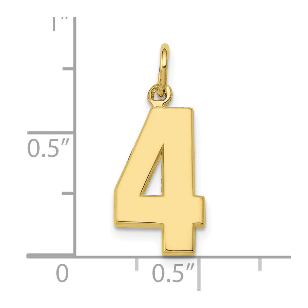 10k Medium Polished Number 4 Charm