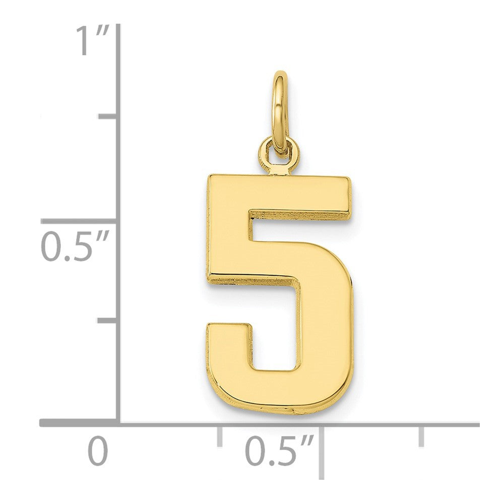 10k Medium Polished Number 5 Charm