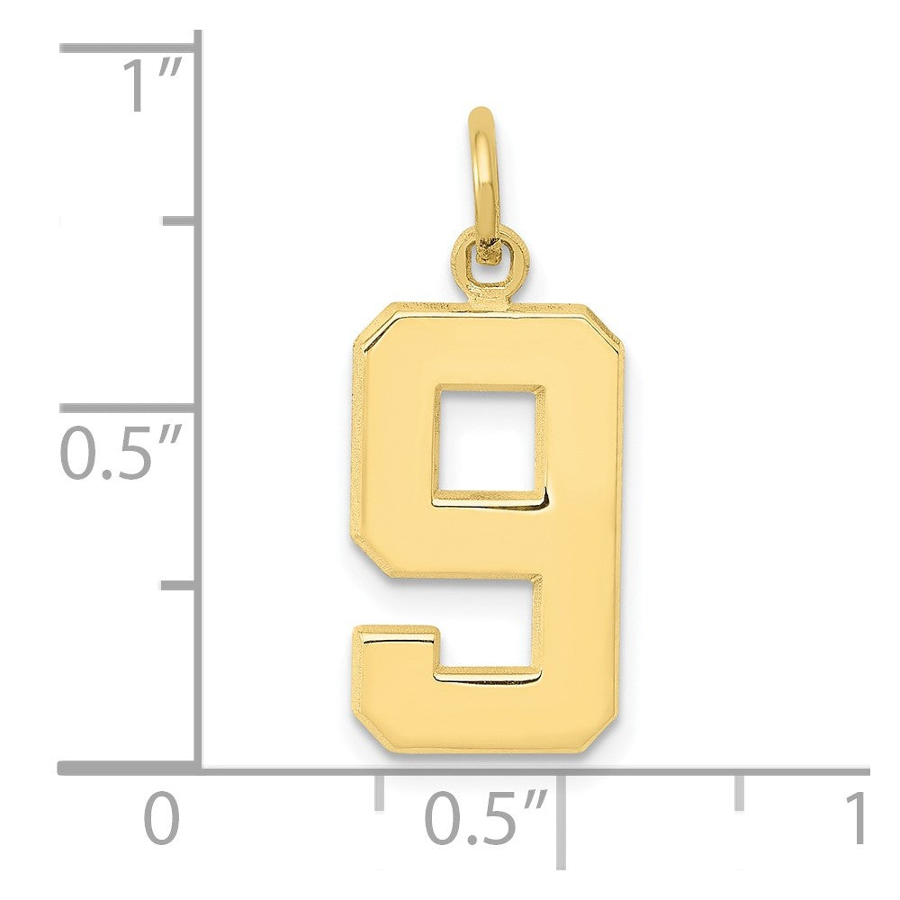 10k Medium Polished Number 9 Charm
