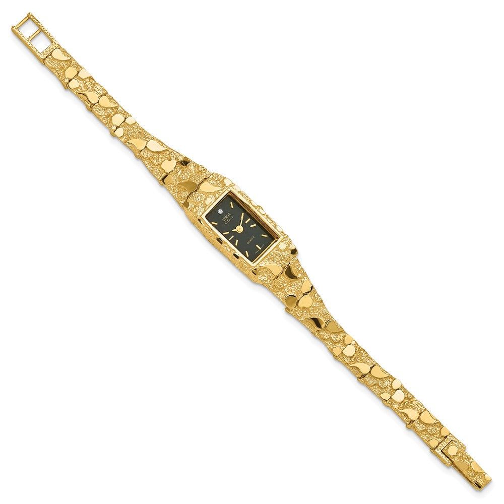 10k Black 15x31mm Dial Rectangular Face Nugget Watch