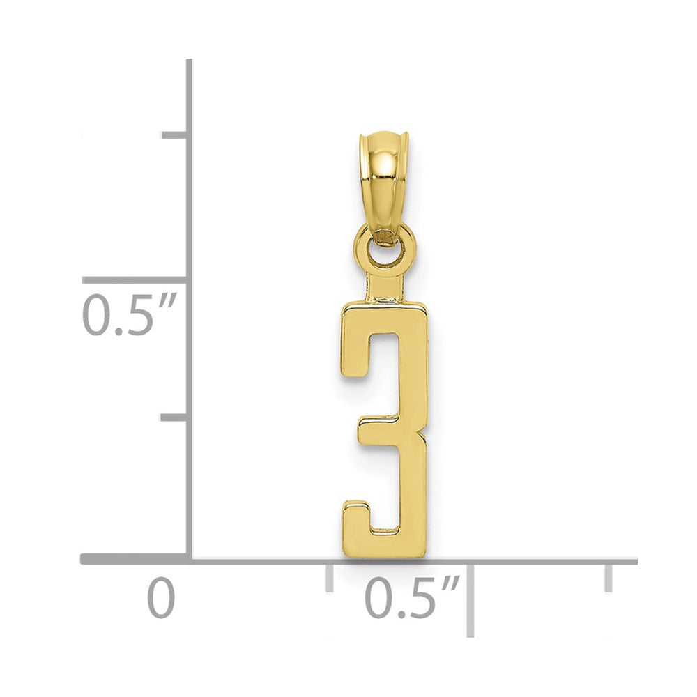 10K Number 3 Block Charm