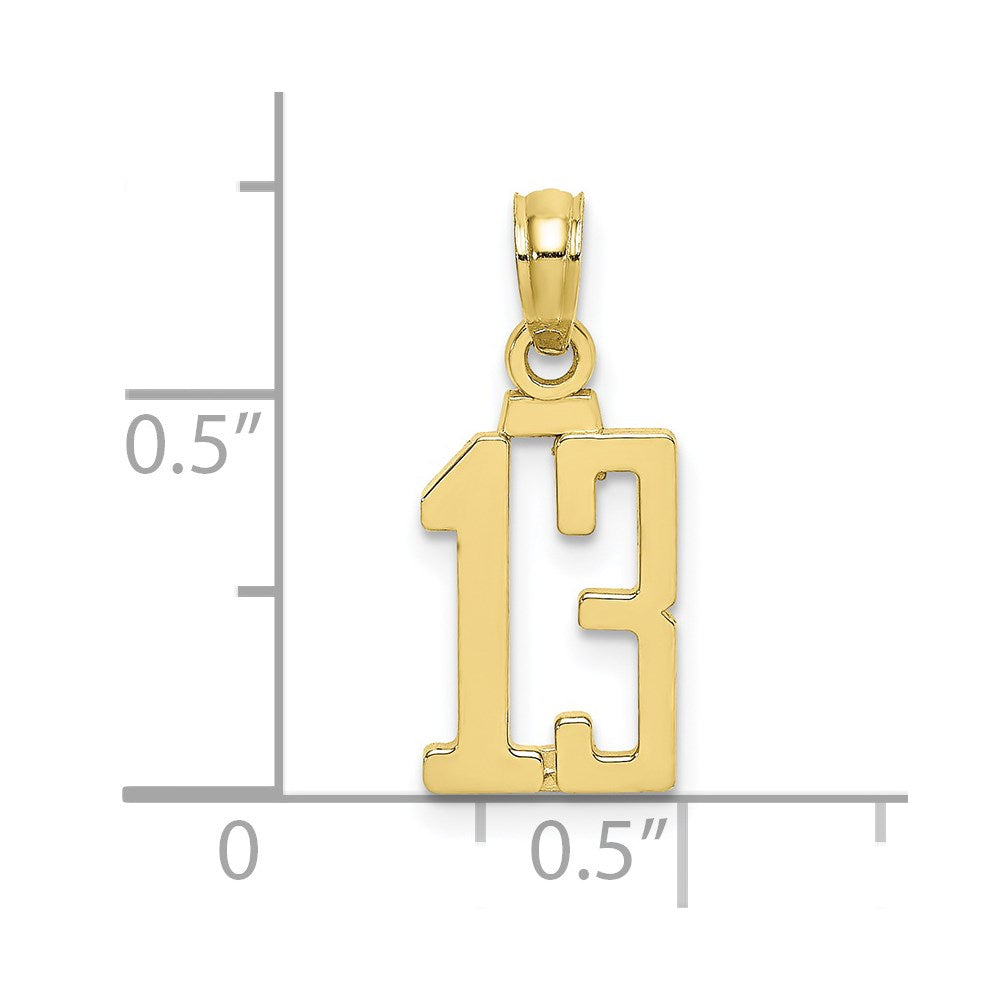 10K Number 13 Pendant