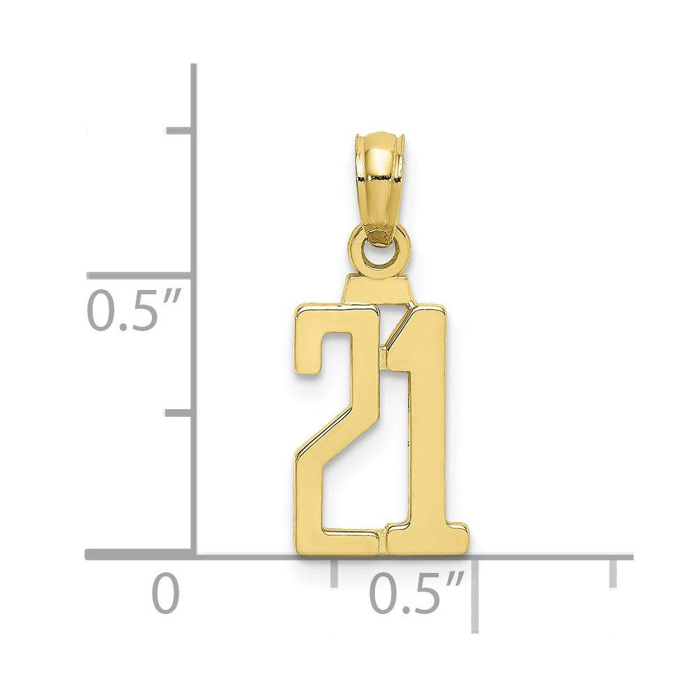 10K Number 21 Pendant