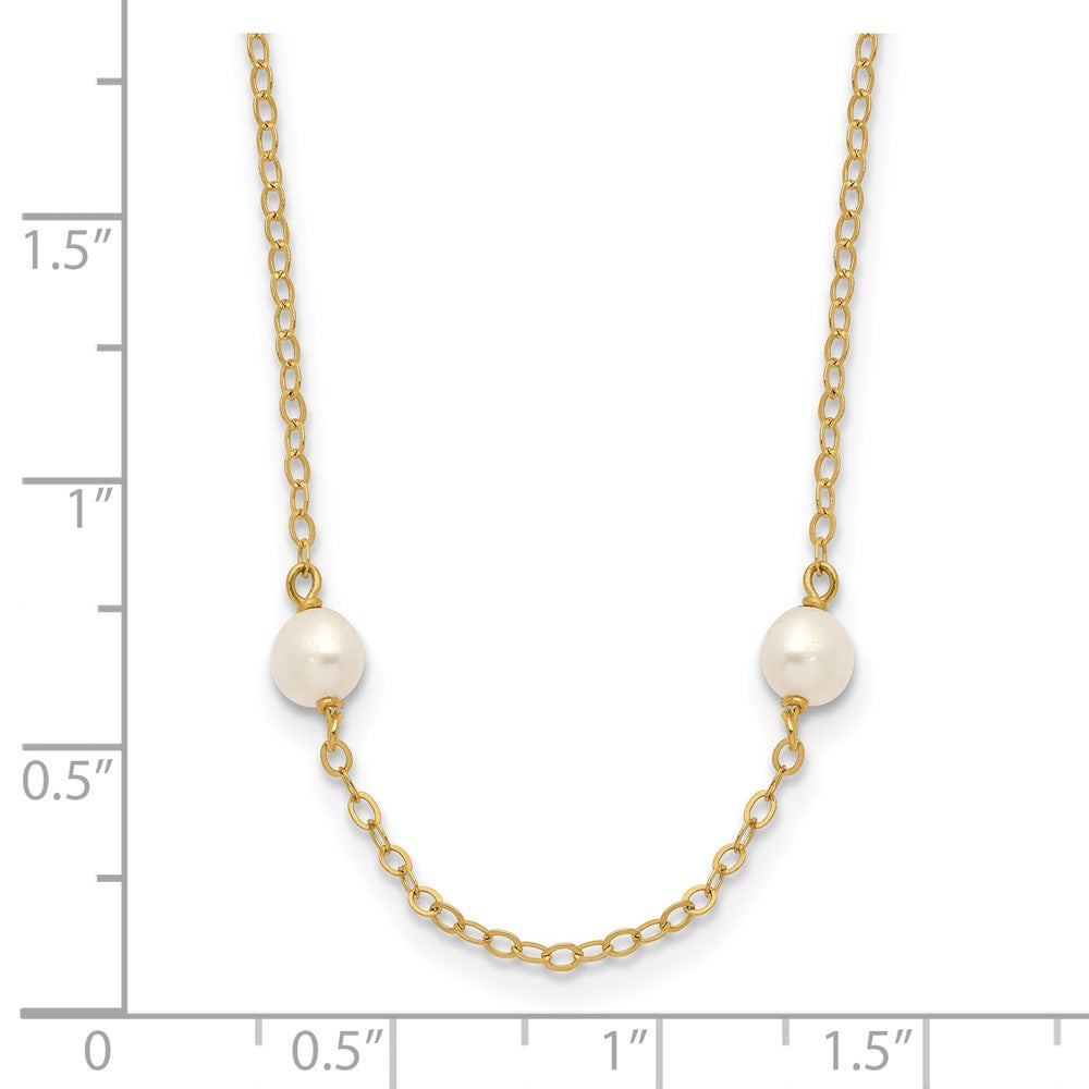 10K 4-5mm White Near Round Freshwater Cultured Pearl 8-station Necklace