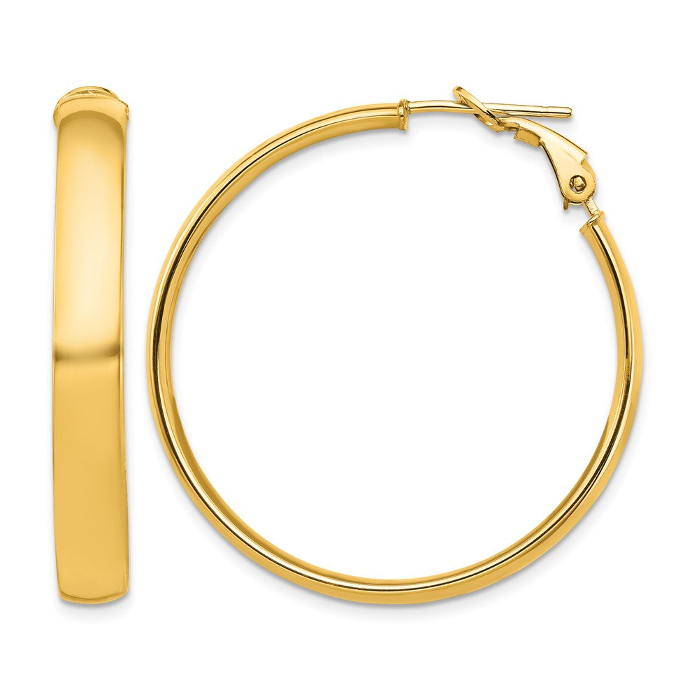 10k High Polished 5mm Omega Back Hoop Earrings