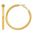 10k 3x35mm Polished Round Omega Back Hoop Earrings