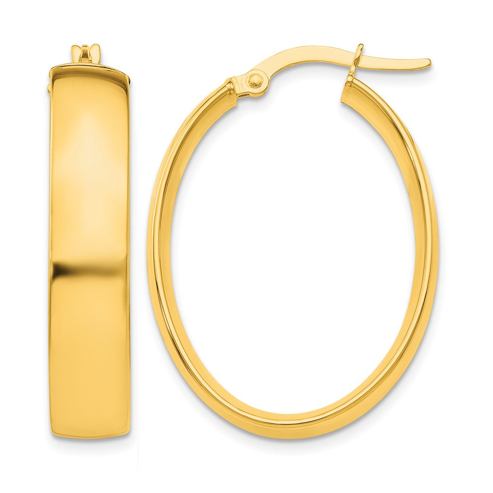 10k 5.75mm Polished Oval Hoop Earrings