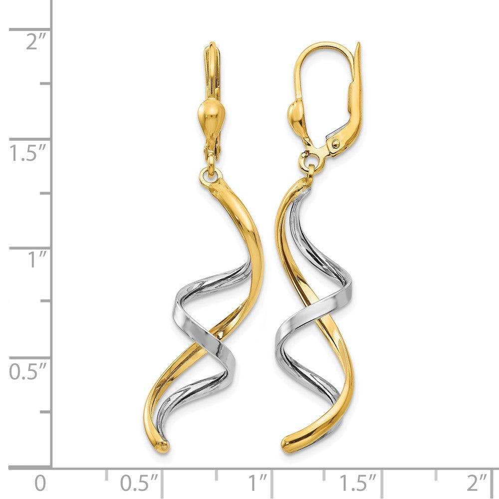10k Two-tone Spiral Leverback Earrings
