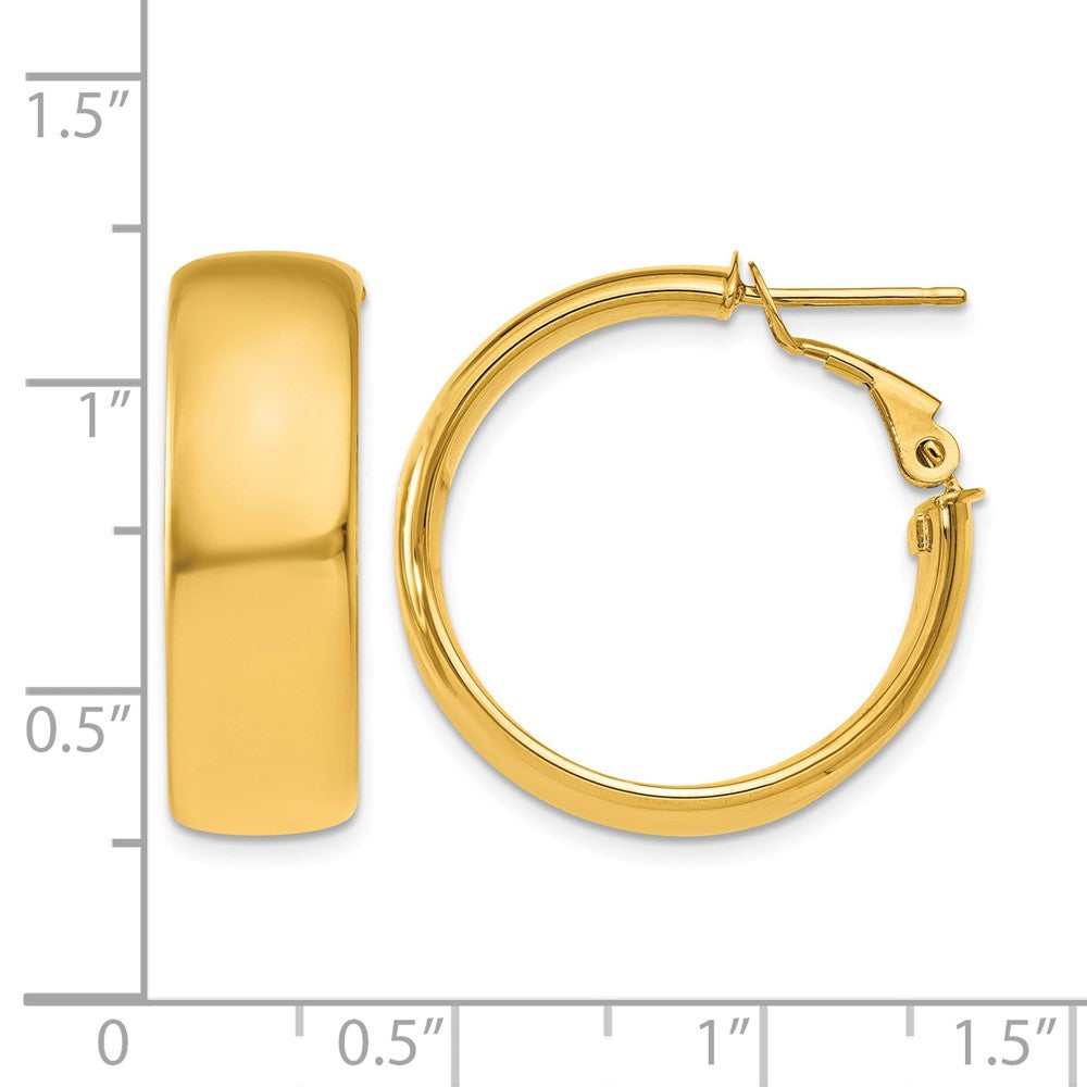 10k 7.75mm Omega Back Hoop Earrings