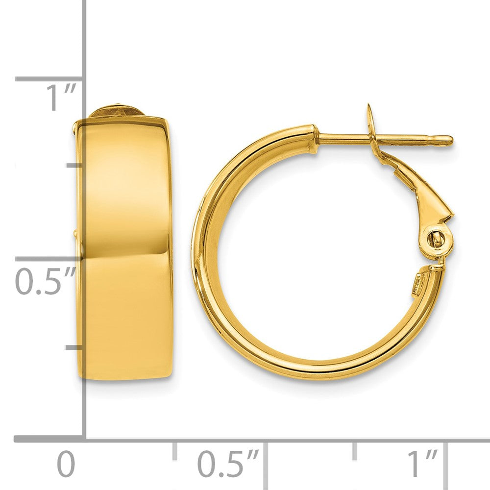 10k Polished 6.75mm Omega Back Hoop Earrings