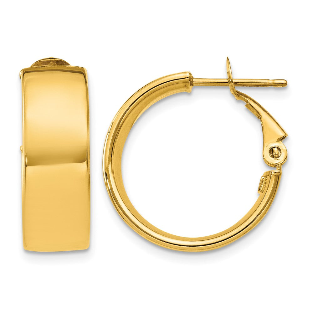 10k Polished 6.75mm Omega Back Hoop Earrings