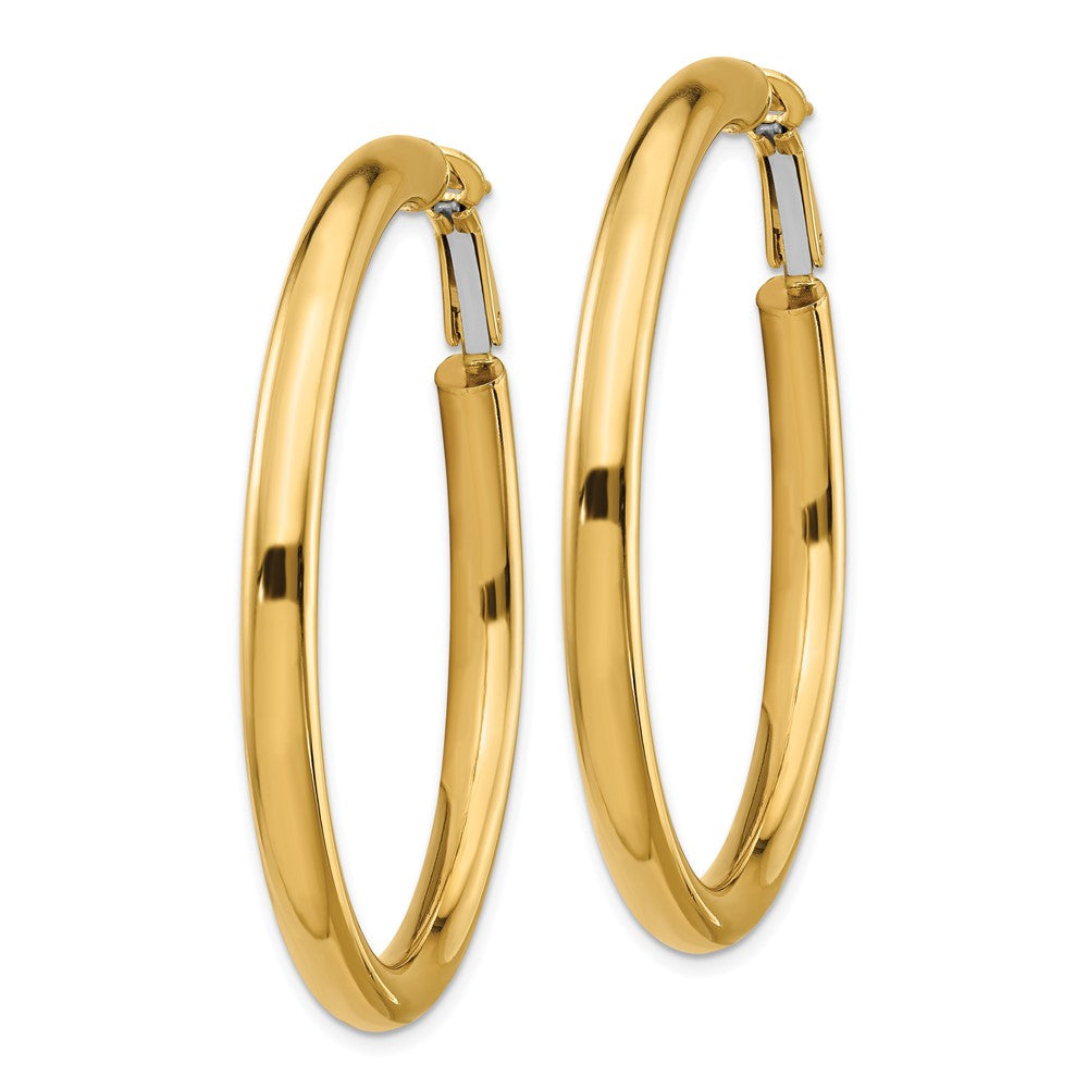 10k 4x50mm Polished Round Omega Back Hoop Earrings