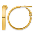 10k 3x20mm Polished Square Tube Round Hoop Earrings