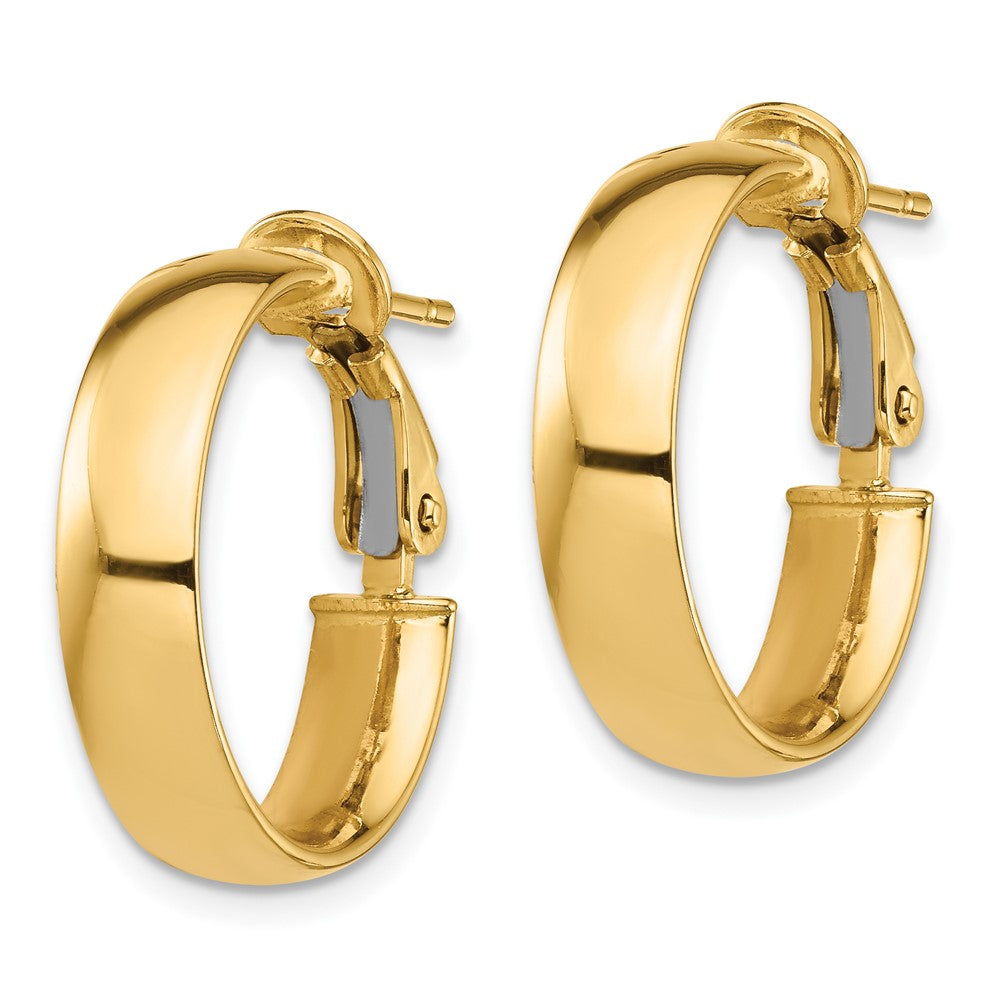 10k High Polished 5mm Omega Back Hoop Earrings