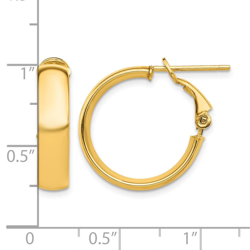 10k High Polished 5mm Omega Back Hoop Earrings
