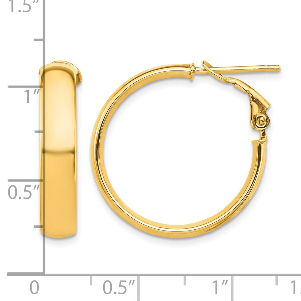 10k High Polished 5mm Omega Back Hoop Earrings
