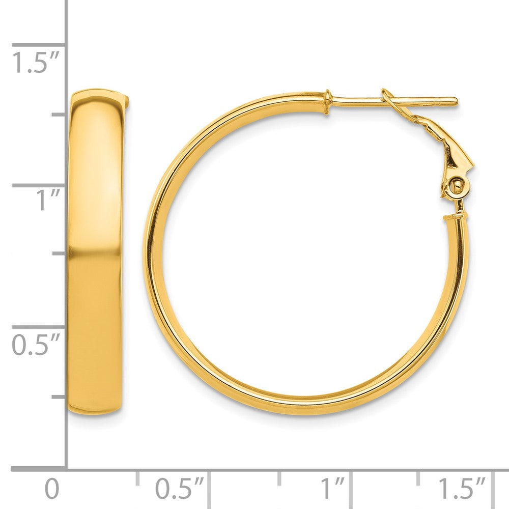 10k High Polished 5mm Omega Back Hoop Earrings