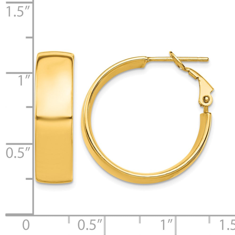 10k High Polished 7mm Omega Back Hoop Earrings