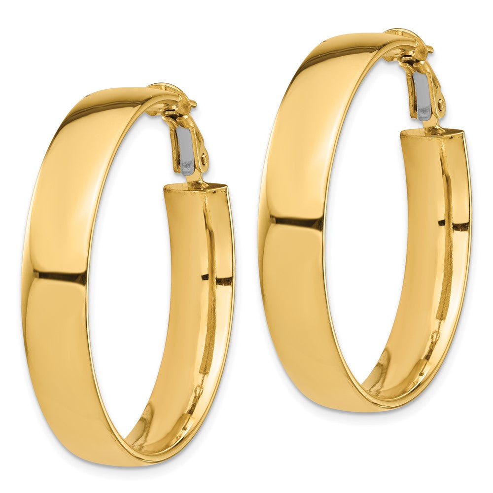 10k High Polished 7mm Omega Back Hoop Earrings