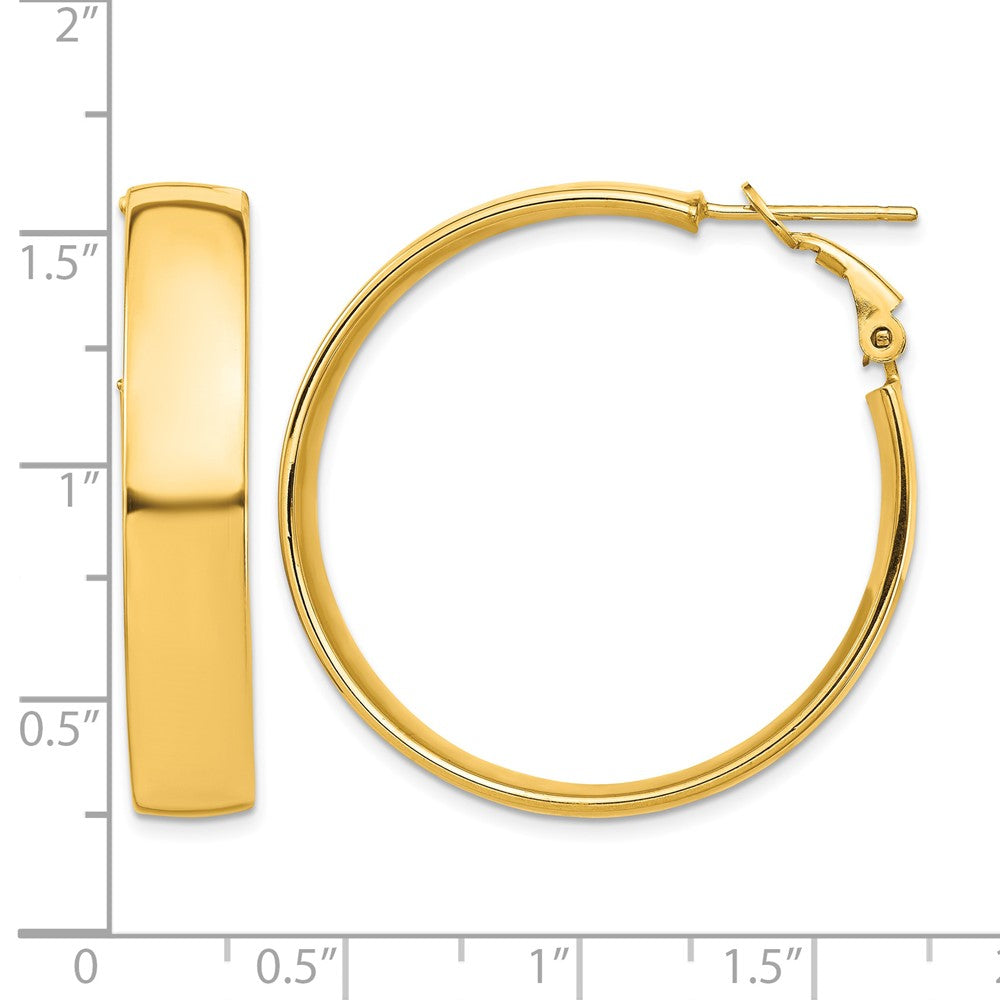 10k High Polished 7mm Omega Back Hoop Earrings