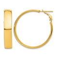 10k High Polished 7mm Omega Back Hoop Earrings