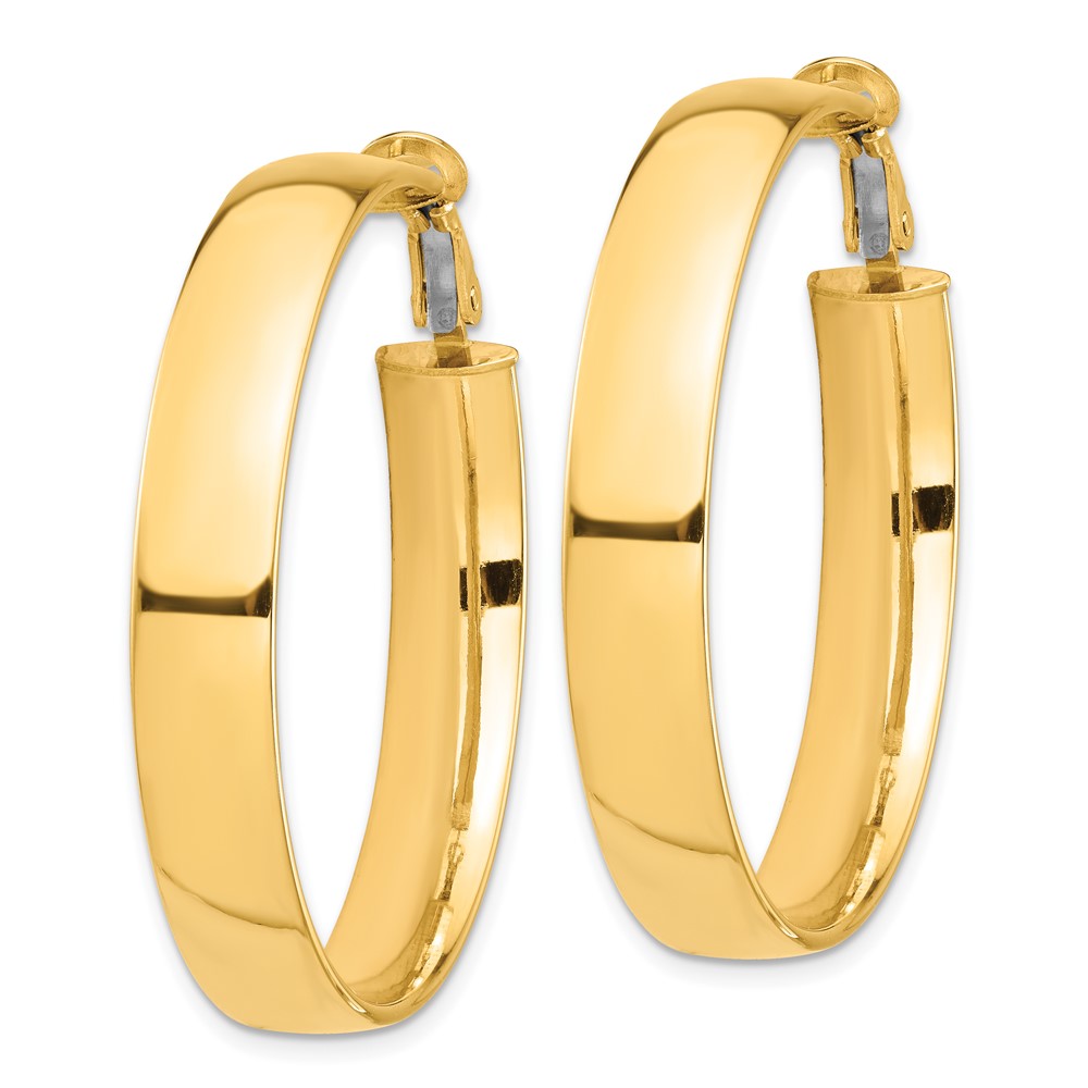 10k High Polished 7mm Omega Back Hoop Earrings