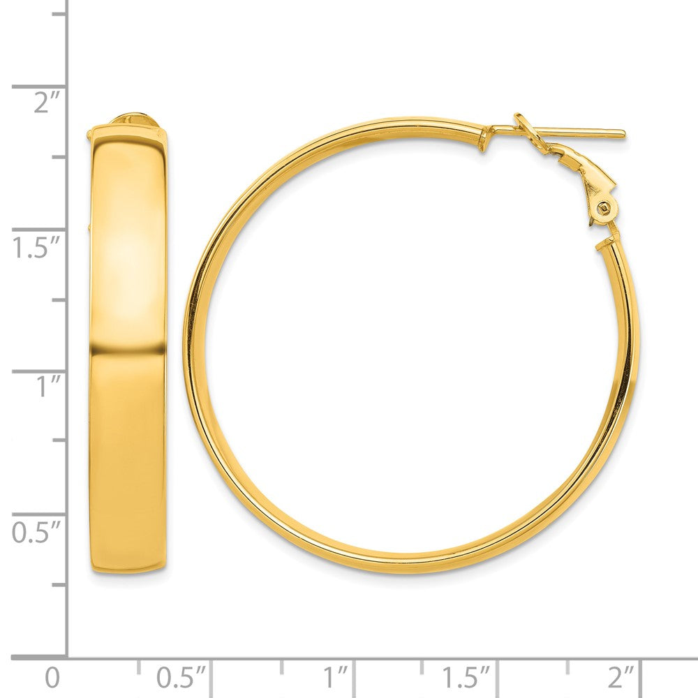 10k High Polished 7mm Omega Back Hoop Earrings