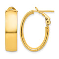 10k High Polished 7mm Omega Back Oval Hoop Earrings