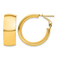 10k High Polished 10mm Omega Back Hoop Earrings