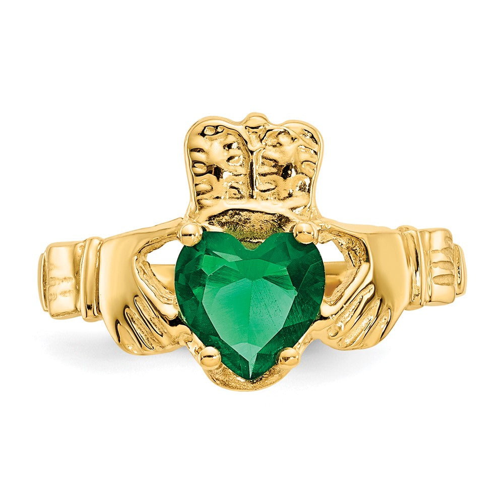 10k May Birthstone Claddagh Ring