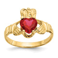 10k July Birthstone Claddagh Ring