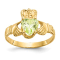10k August Birthstone Claddagh Ring