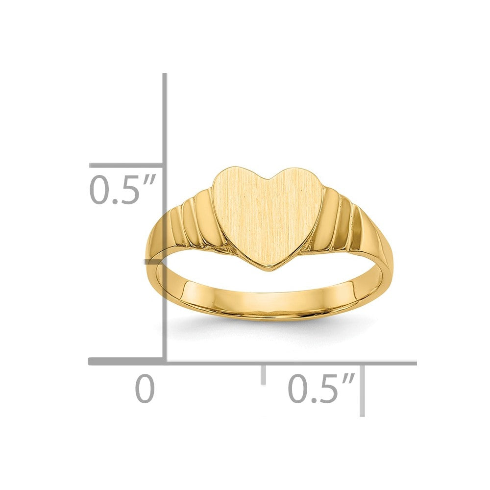 10K Satin Children's Heart Signet Ring