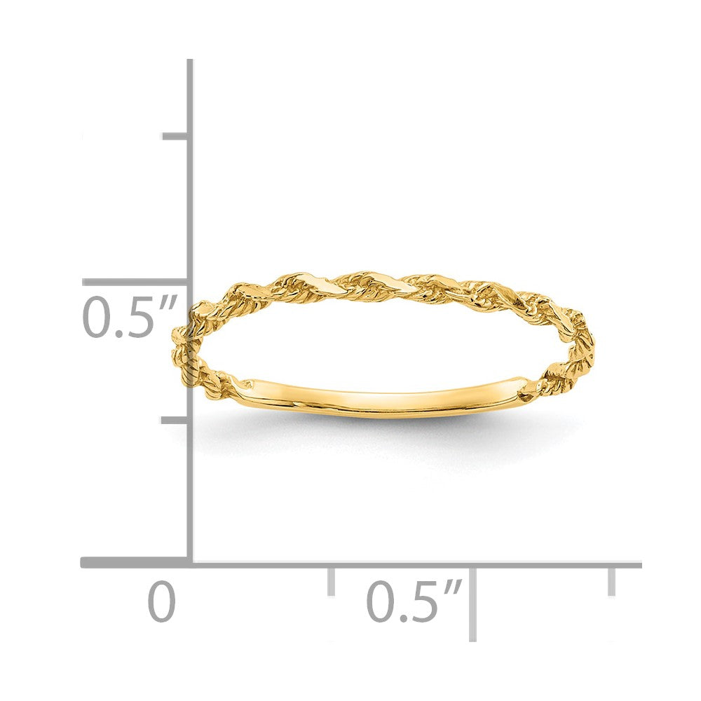 10K Diamond-cut Textured Rope Band Ring