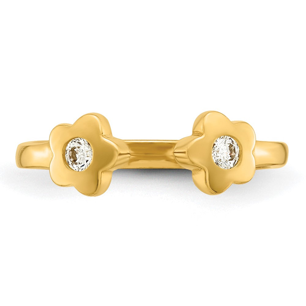 10k Polished CZ Flower Toe Ring