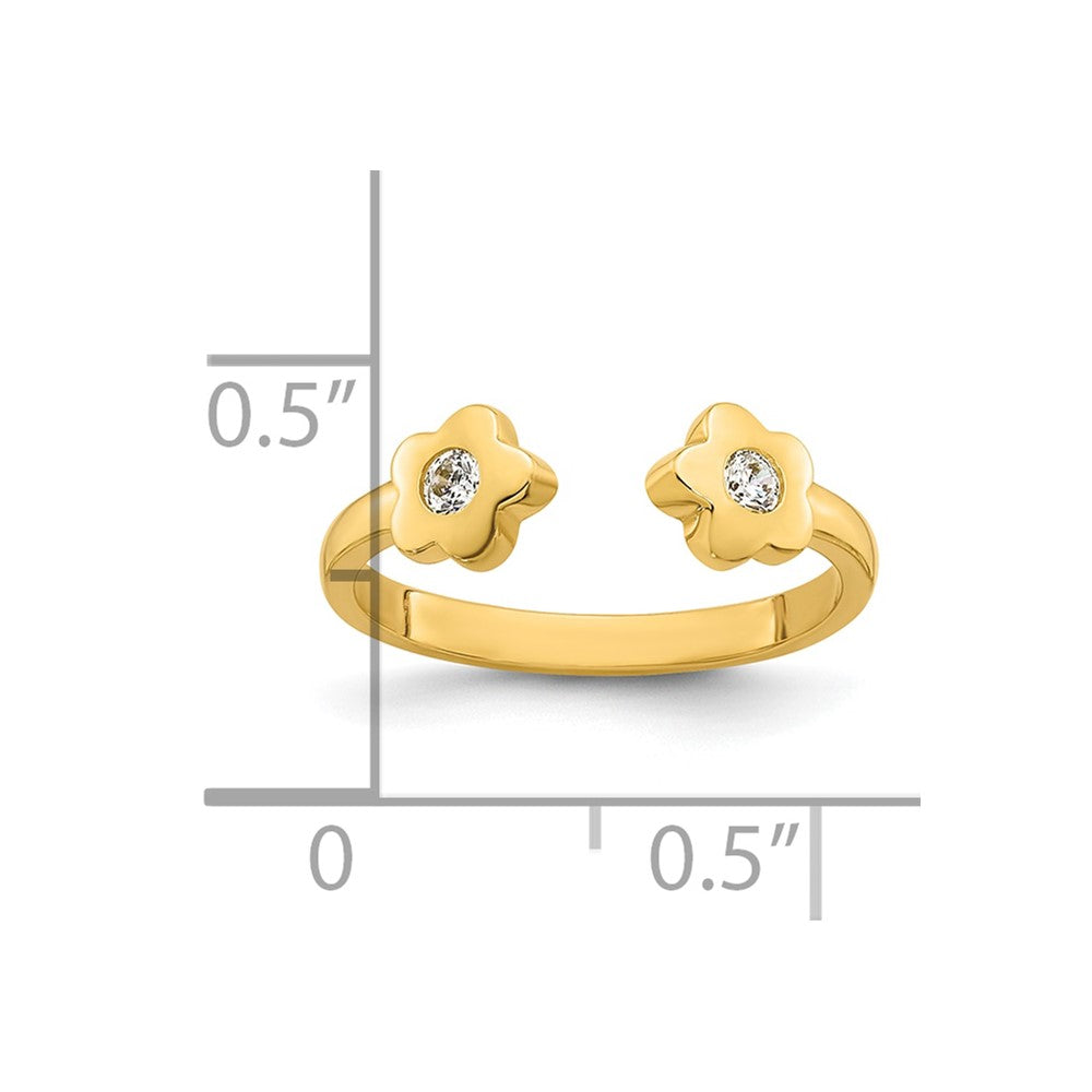 10k Polished CZ Flower Toe Ring