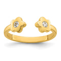 10k Polished CZ Flower Toe Ring