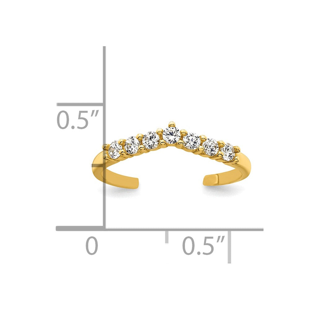 10k Polished CZ Toe Ring