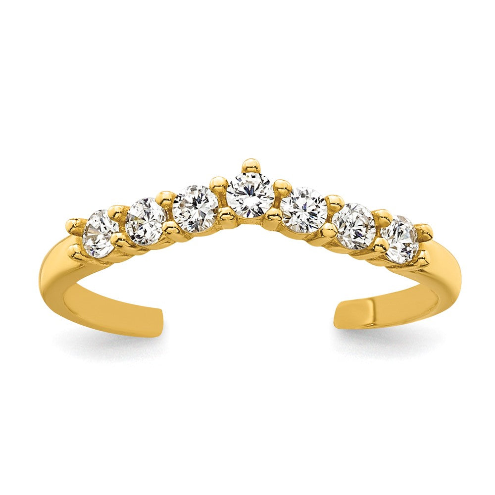 10k Polished CZ Toe Ring