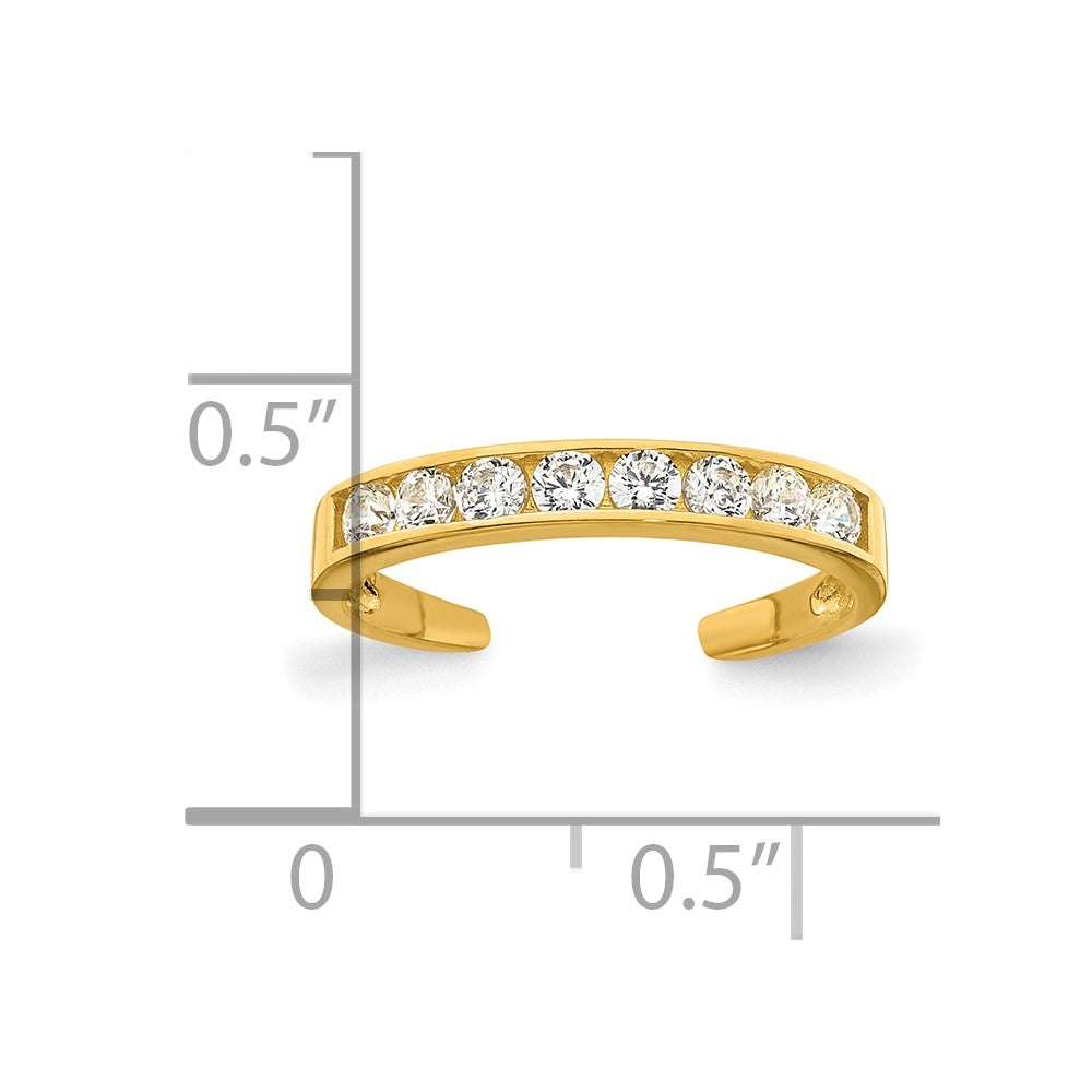 10k Polished CZ Toe Ring