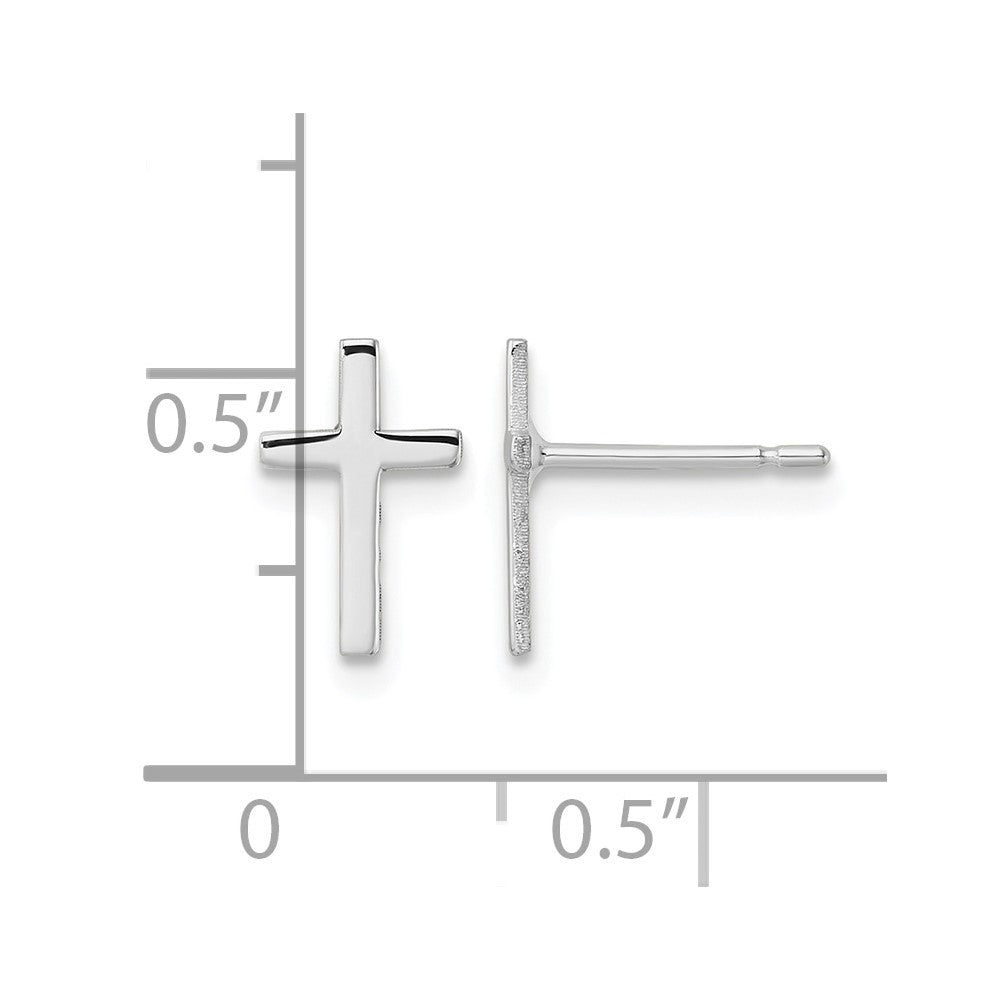 10k White Gold Polished Cross Earrings