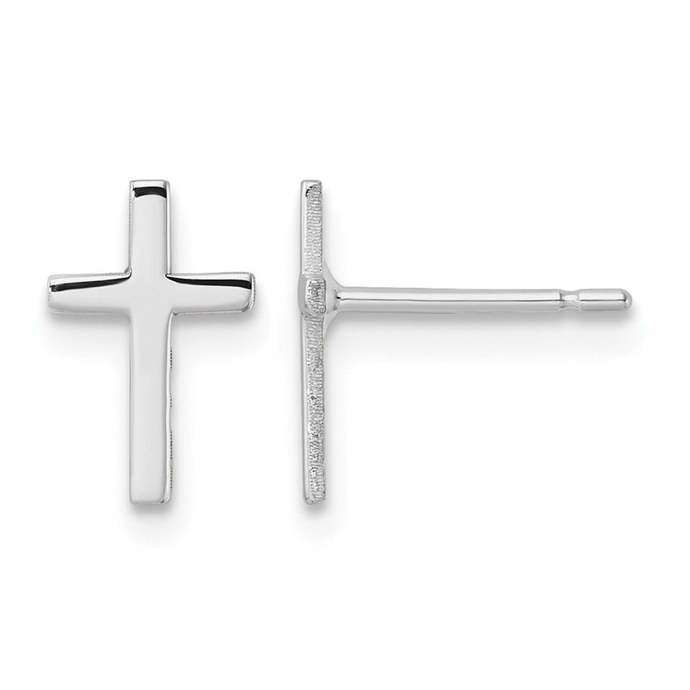 10k White Gold Polished Cross Earrings