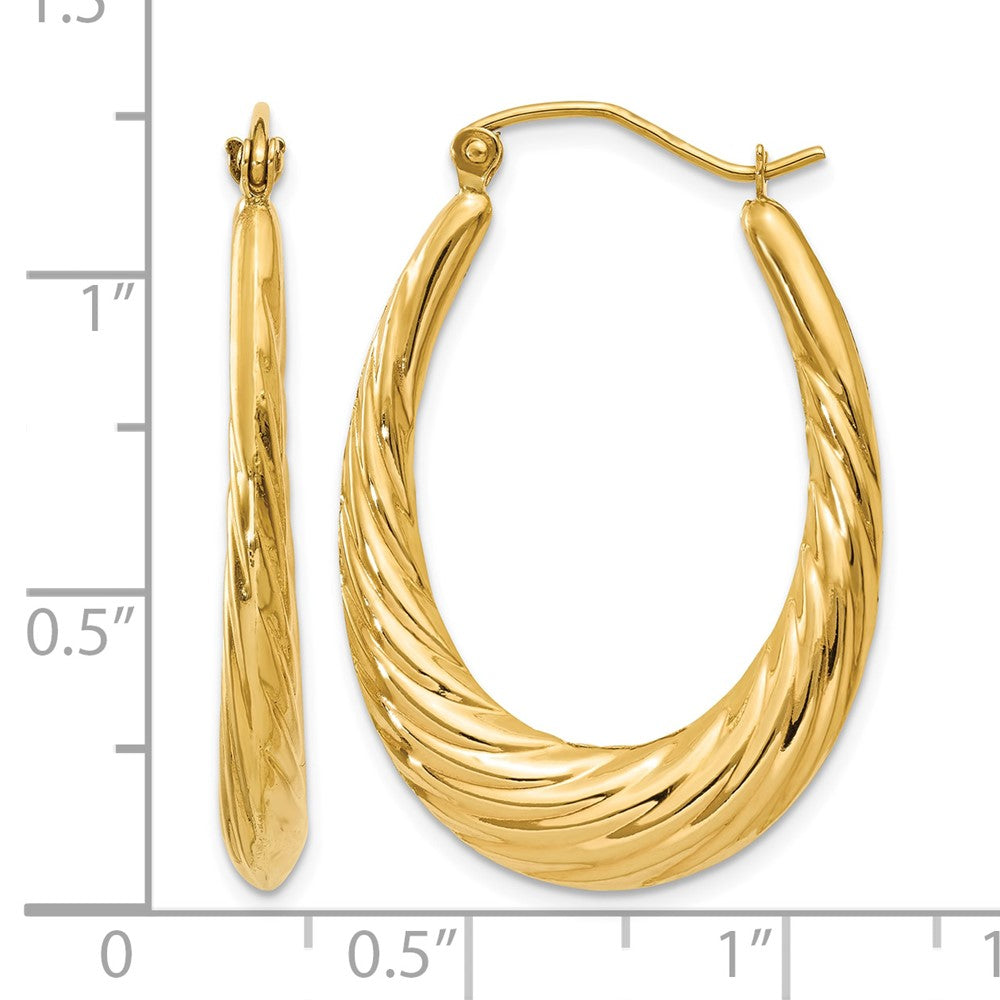 10k Polished Twisted Oval Hollow Hoop Earrings